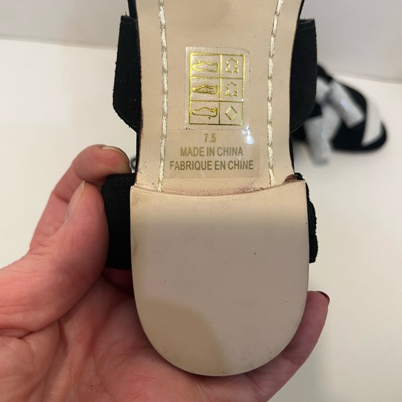 JEFFREY CAMPBELL REDONDO Black Fringe Low Heel Flat Gladiator Sandal 7.5 - Picture 7 of 14